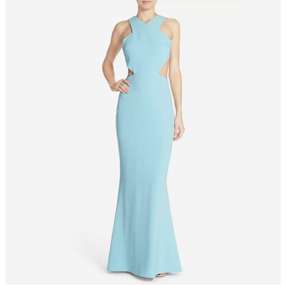 Maria Bianca Nero Aqua Backless Stretch Cutout Mermaid Dress Size 4 - Picture 1 of 16